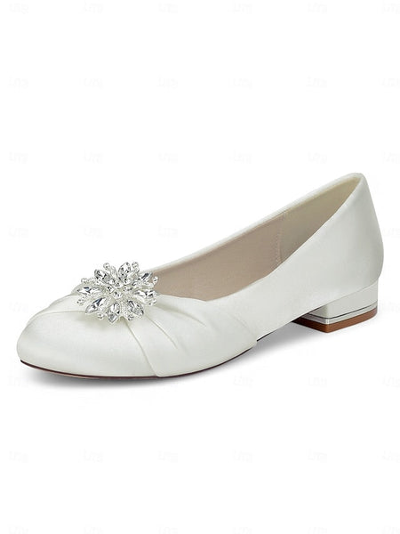 Elegant Flats White – Satin Wedding Women's Crystal FashionChic