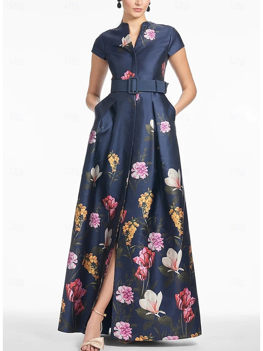 Gown Dress Floor Evening Guest Wedding Split High Formal A-Line FashionChic