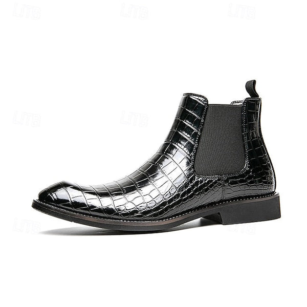 Boots – Chelsea Brown Men's Crocodile Pattern Slip-On FashionChic