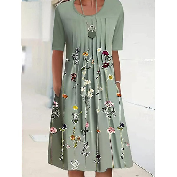 Women's Midi Dress Casual Dress Shift Dress Floral Ruched