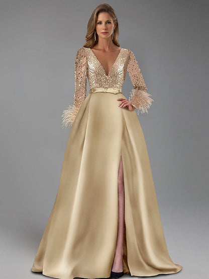 Floor Formal A-Line Elegant Evening Long Length Dress Gown FashionChic