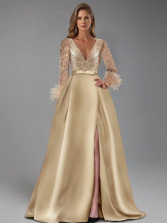 Floor Formal A-Line Elegant Evening Long Length Dress Gown FashionChic