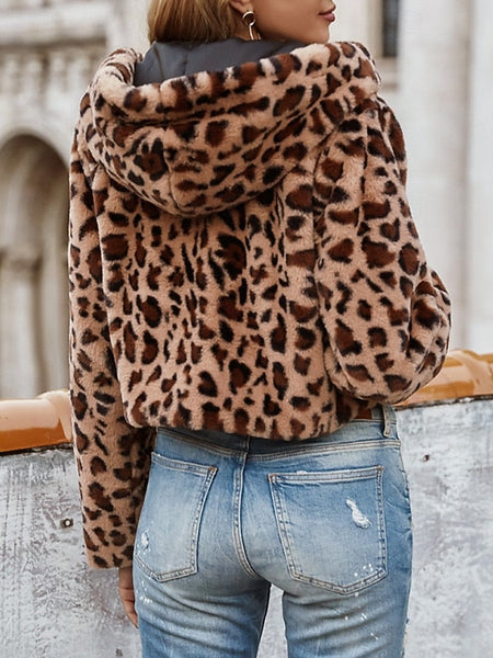 Comfortable Faux Women's Fur Jacket Coat Hoodie Warm FashionChic
