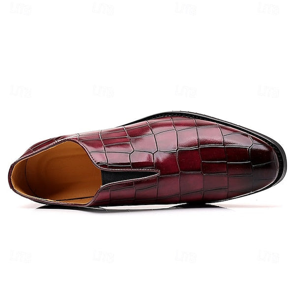 Shoes Pattern Men's Burgundy – Dress Crocodile Slip-On FashionChic