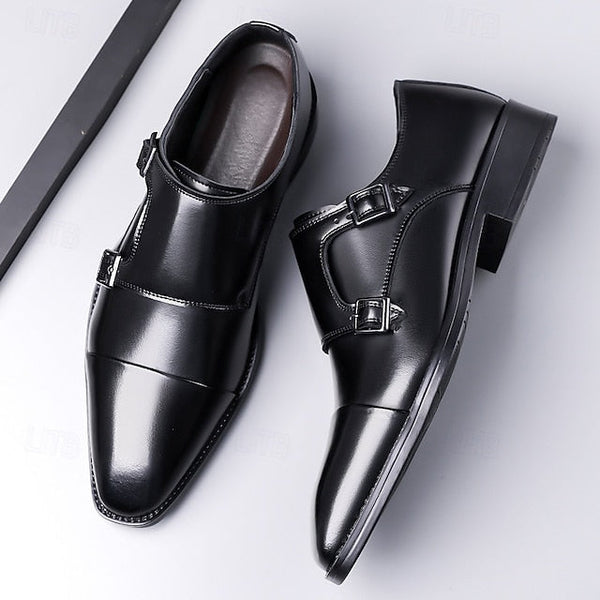 Strap Double – Men's Leather Elegant Shoes Monk Dress FashionChic