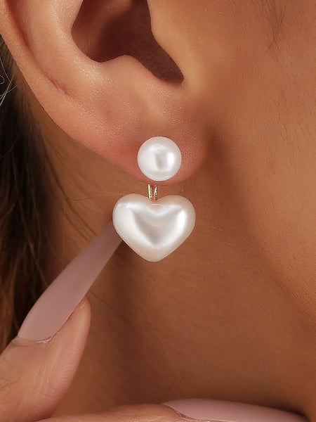 Pearl Heart-Shaped Romantic Earrings Minimalist – Drop Elegant FashionChic