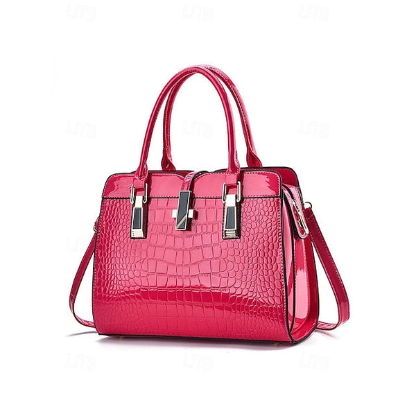 Faux - Croc Patent Women's Handbag Leather Burgundy FashionChic