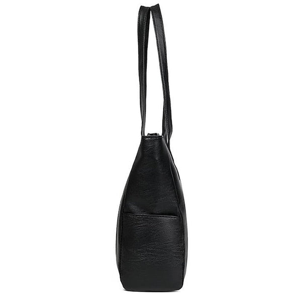 Bag Black – Leather Large Faux Women's Tote Stylish FashionChic