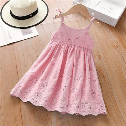 Princess Sleeveless Kids Dresses Color Solid Cotton Summer FashionChic