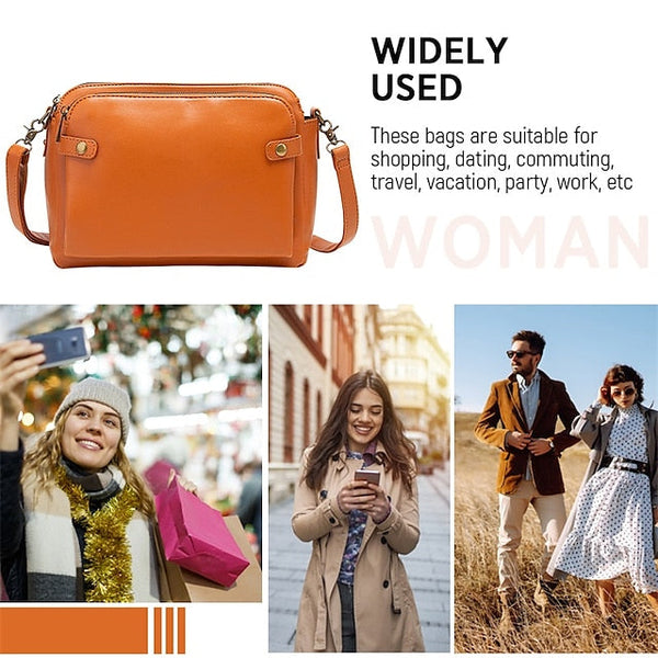 Shoulder Leather Women's Vintage Three-Layer Crossbody FashionChic