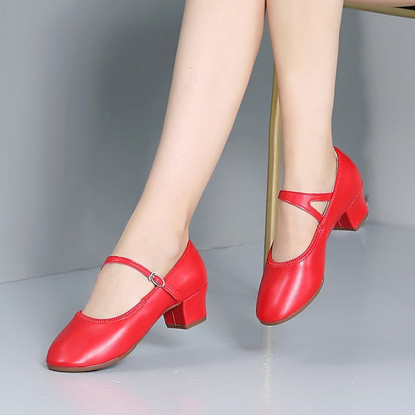 Dance Jane Low Women's Gold Mary with Shoes Heel Buckle FashionChic