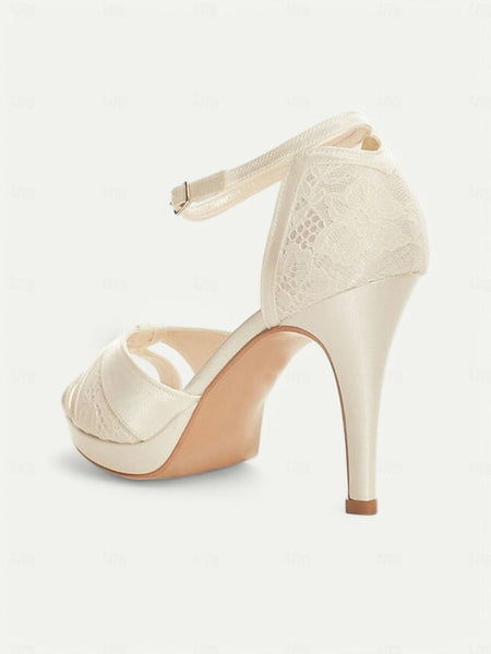 Satin Toe Pink Peep Heel Sandals Women's Elegant with High FashionChic