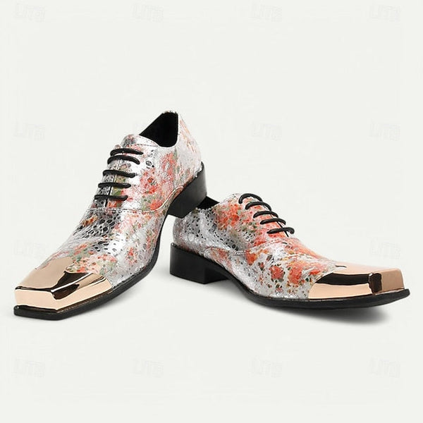 Patent – Leather Men's Floral Oxford Shoes Printed FashionChic