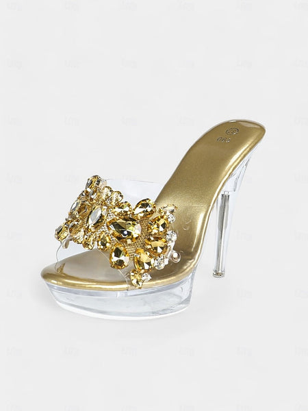 Clear Platform – Rhinestone Embellished Heels Women's FashionChic