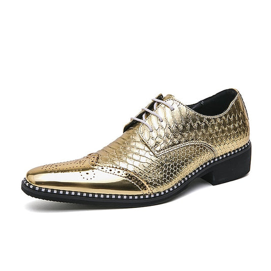 Oxford Metallic Shoes Shiny Faux Men's Gold – Dress FashionChic