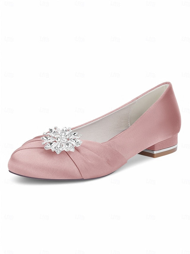 Elegant Flats White – Satin Wedding Women's Crystal FashionChic