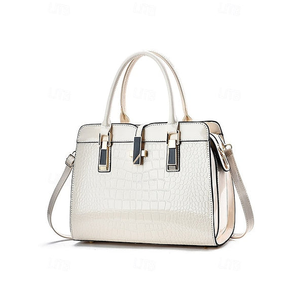 Faux - Croc Patent Women's Handbag Leather Burgundy FashionChic