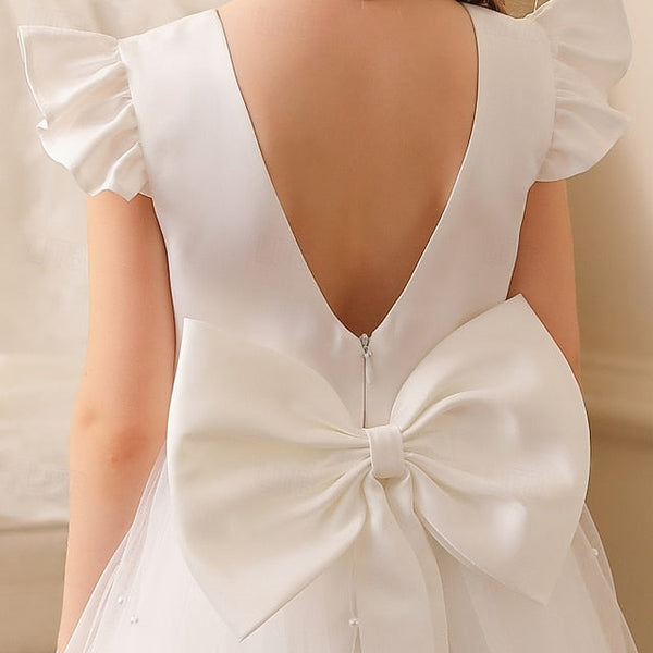 Girl Solid Kids Flower Dress Color Girls' Party FashionChic