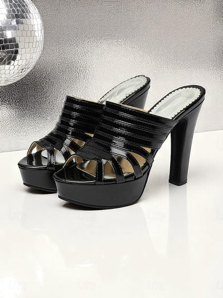 Open-Toe - Platform Mule Women's Heels Strappy White FashionChic