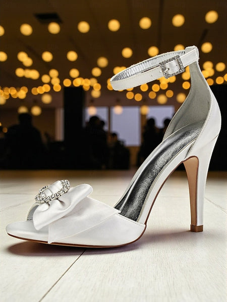 with Sandals Heel Purple Satin Women's Rhinestone High FashionChic