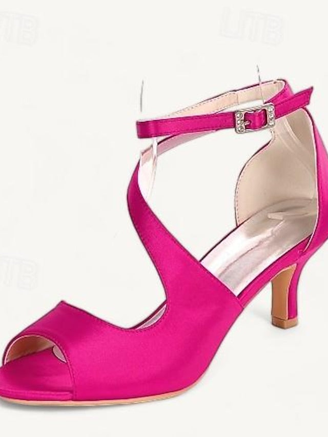 Kitten Wedding Shoes Women's Heel Bridal Buckle Open FashionChic
