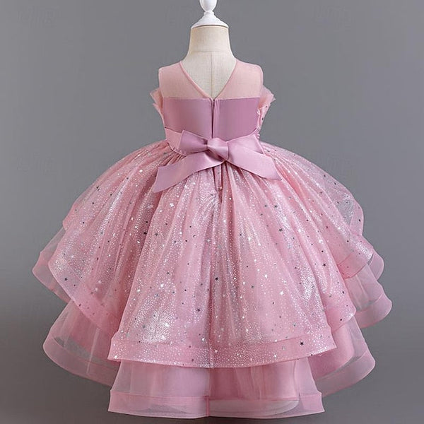 Sleeveless Dress Girls' Party Kids Girl Sequin Flower FashionChic