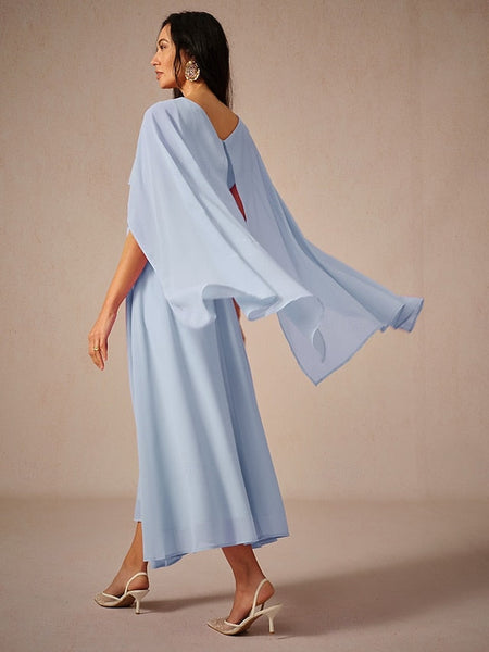 Women's Wedding Guest Cocktail Dress A Line Maxi  Chiffon FashionChic
