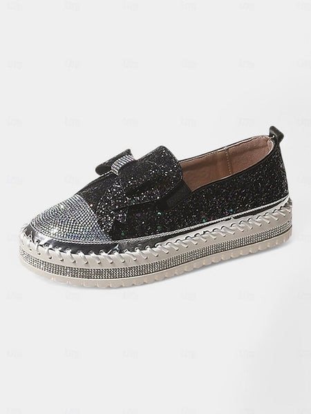 Women Loafers for Sparkling Rhinestone Slip-On – Glittery FashionChic