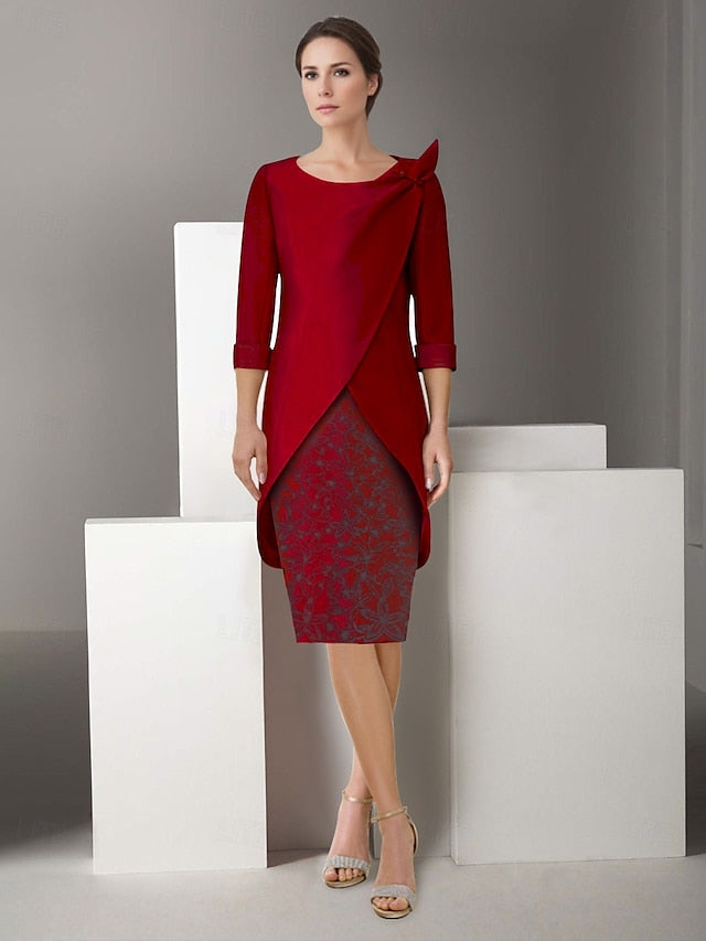 Sheath the of Piece Embroidered Mother Suit Two Dress Jacket FashionChic