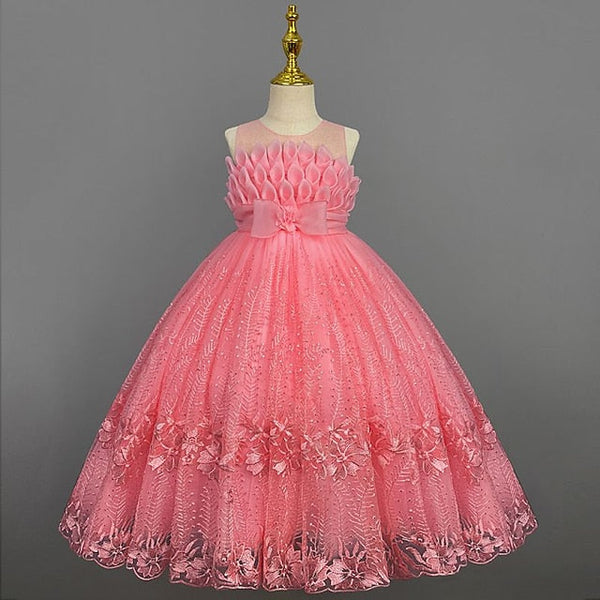 Colored Flower Solid Kids Dress Girl Girls' FashionChic