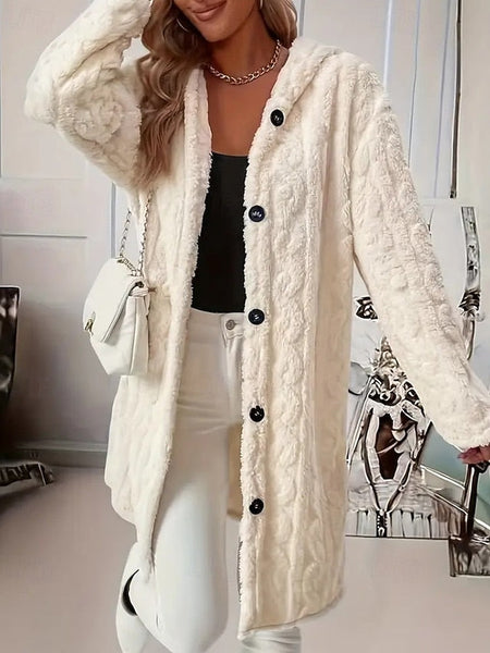 Warm Casual Faux Women's Coat Fur Buttons Comfortable FashionChic