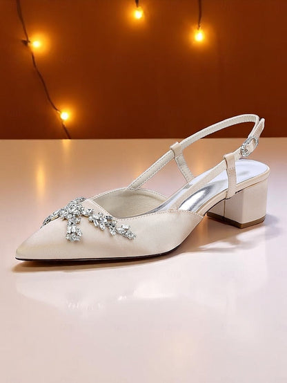 Slingback Heels Satin Black Women's FashionChic