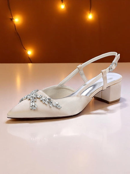 Women's Satin Heels Black Slingback FashionChic