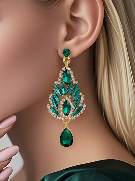 Crystal – Women's Earrings Drop Green Emerald FashionChic
