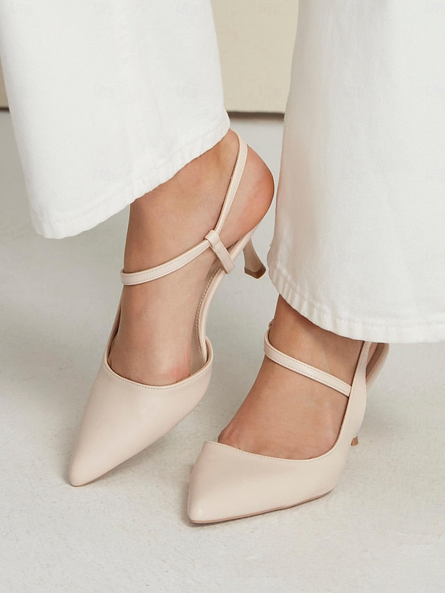 Women's Pumps Kitten Elegant Heel – Slingback Nude FashionChic