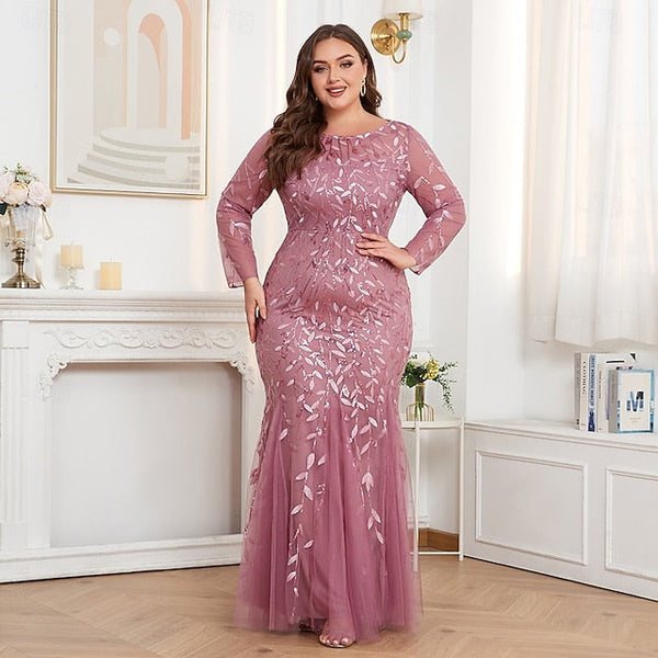 Mermaid Trumpet Floor Length Evening Gown Sparkle Plus Size FashionChic