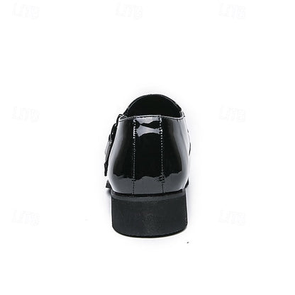 Formal Monk Black – Dress Men's Strap Leather Shoes FashionChic