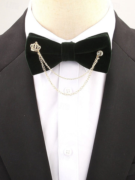 Crown Men's and with Bow Velvet Chain Detail Tie – FashionChic