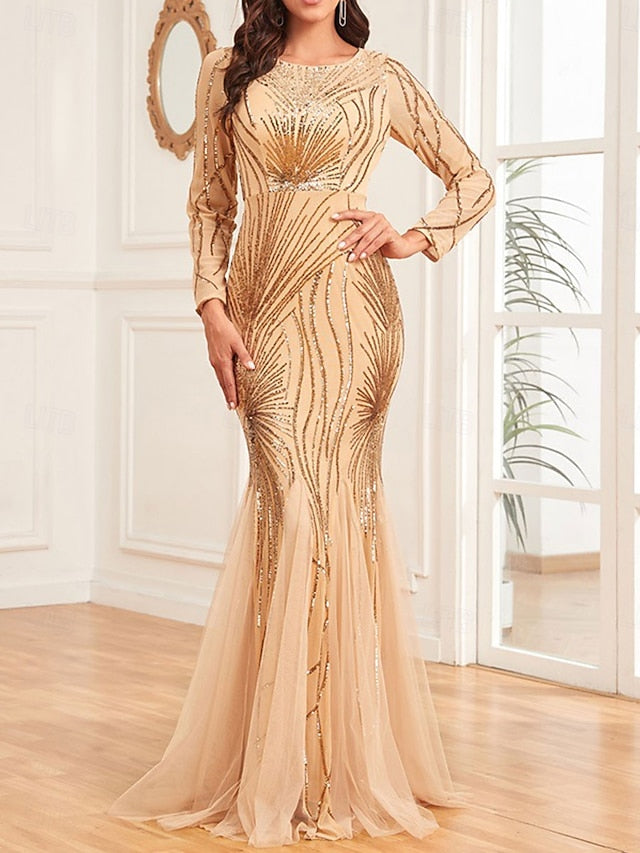 Floor Crew Dress the Mother Elegant Neck of Bride Party FashionChic