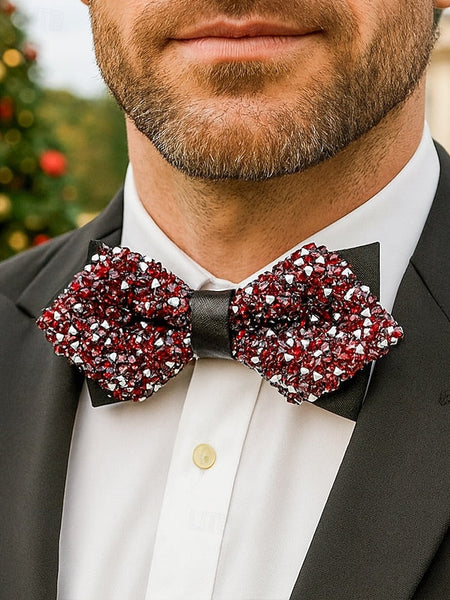 Tie Christmas Polyester – Bow Sequins Men's Sparkling FashionChic