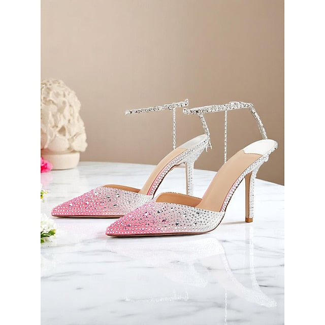 Women's - Stiletto with Crystal Slingback Gradient Heels FashionChic