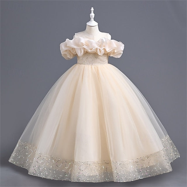 Color Girl Solid Dress Girls' Flower Party Kids FashionChic