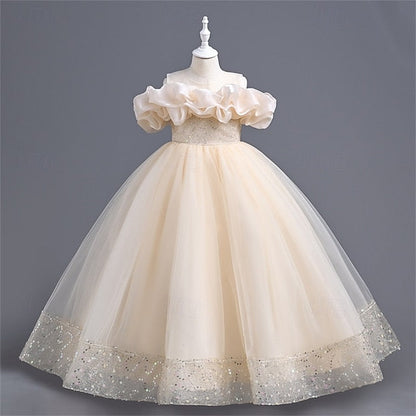 Color Girl Solid Dress Girls' Flower Party Kids FashionChic