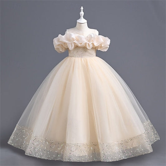 Color Girl Solid Dress Girls' Flower Party Kids FashionChic