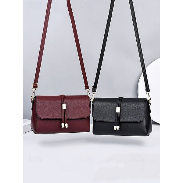 Burgundy Bags in Crossbody Leather Black Women's Faux and FashionChic