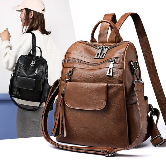 and Vintage Backpack Leather Tassel Purse with Women's Faux FashionChic