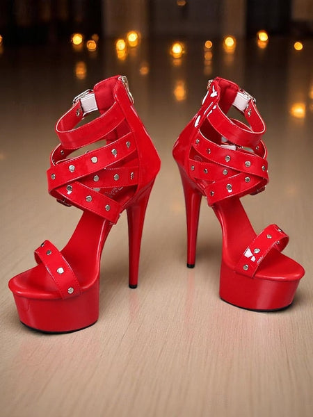 Women's with Platform Straps High White Heels Buckled and FashionChic