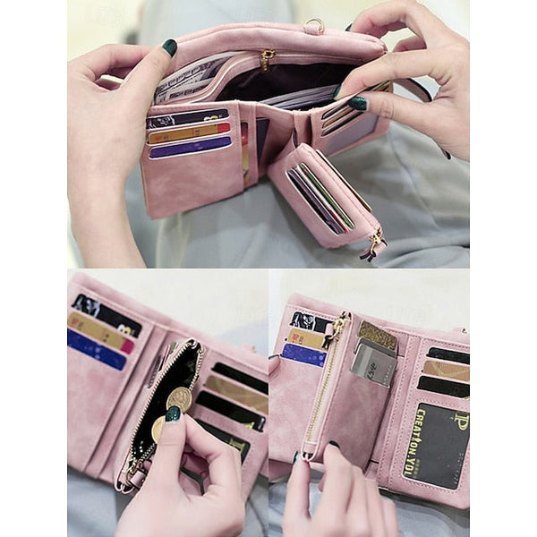 with Leather Women's Wrist Strap Faux Pink Wallet – FashionChic