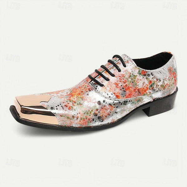 Patent – Leather Men's Floral Oxford Shoes Printed FashionChic