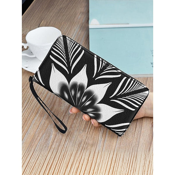 Floral Black Women's Wallet Faux White and Print – FashionChic